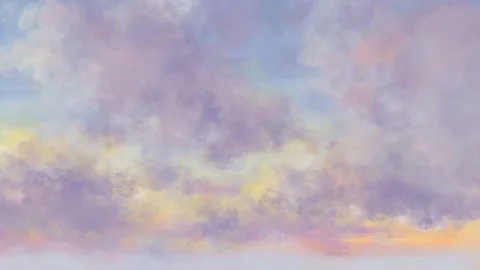 Hand drawn pastel watercolor sky Stock Footage