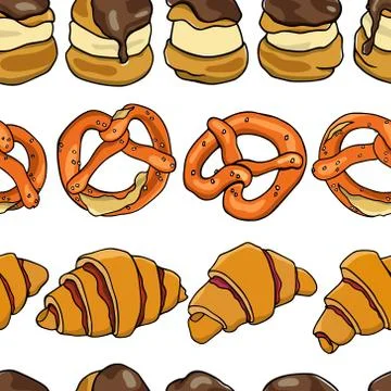 Hand drawn pastry pattern Stock Illustration