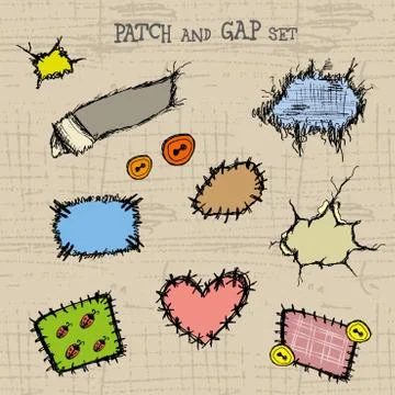 Hand drawn patches イラスト素材