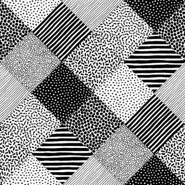 Hand Drawn Patchwork Pattern 库存插图