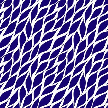 Hand drawn pattern of abstract leaves. Dark blue leaf shapes on white background Illustrazione stock