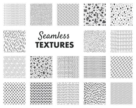 Hand drawn pattern. Abstract seamless texture. Monochrome minimalist background Illustrazione stock
