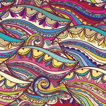 Hand-drawn pattern, arabic style background Stock Illustration