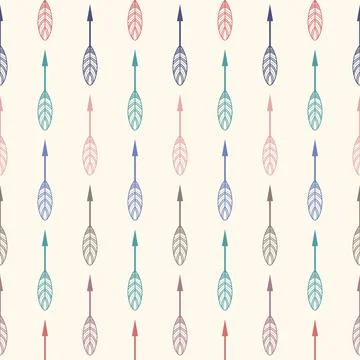 Hand drawn pattern of arrow. Vector seamless backgroung Stock Illustration