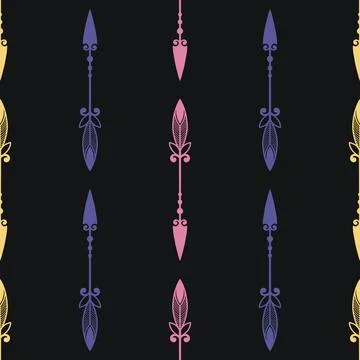Hand drawn pattern of arrow. Vector seamless backgroung Stock Illustration