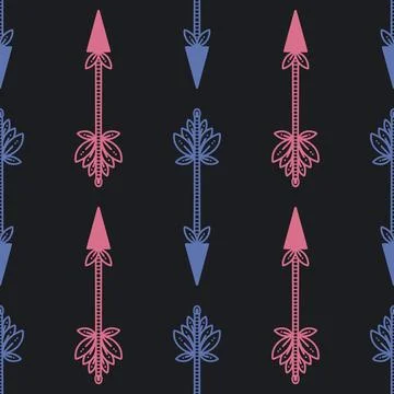 Hand drawn pattern of arrow. Vector seamless backgroung Stock Illustration