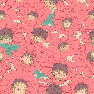 Hand drawn pattern floral background. Flower pink petals. Packaging, fabric Stock Illustration