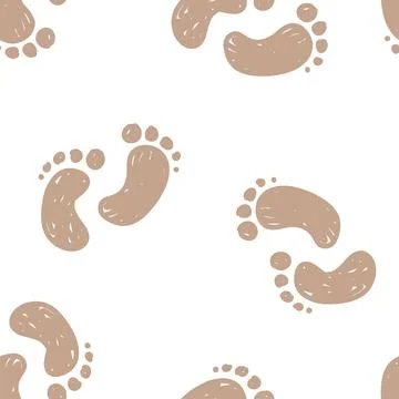 Hand drawn pattern of footprints on a white background perfect for crafts or Stock Illustration
