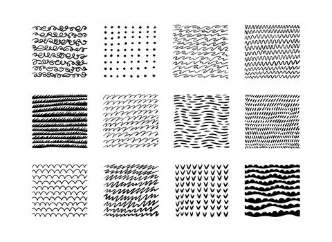 Hand drawn pattern. Line scribble texture, brush geometric shape or abstract Stock Illustration
