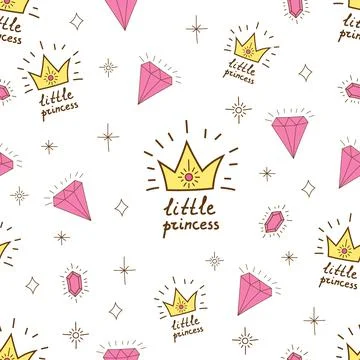 Hand drawn pattern for little princess Stock Illustration
