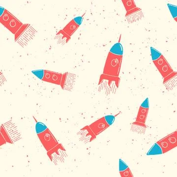 Hand drawn pattern rockets Stock Illustration