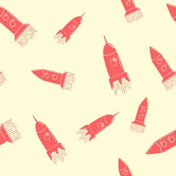 Hand drawn pattern rockets Stock Illustration