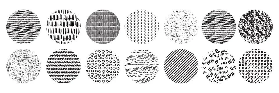 Hand drawn pattern texture set, vector doodle line abstract background 스톡 일러스트