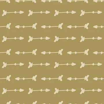 Hand drawn pattern with white arrows on brown background. Minimalistic design Illustrazione stock