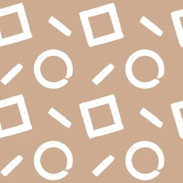 Hand drawn pattern with white brush strokes on pastel beige background with Stock Illustration