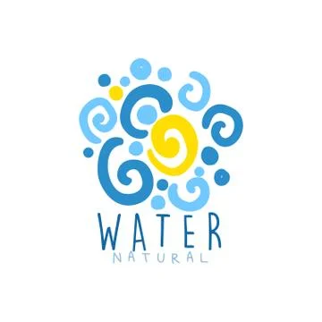 Hand drawn patterned whirlpool water for logo with text Stock Illustration