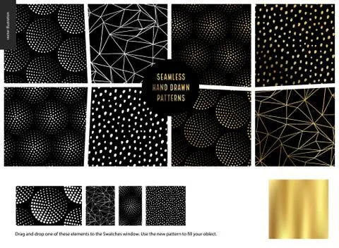 Hand drawn Patterns - black Illustrazione stock