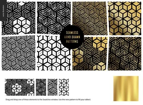 Hand drawn Patterns - black Stock Illustration