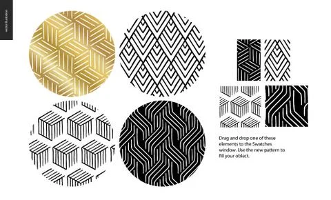 Hand drawn Patterns - rounded Stock Illustration