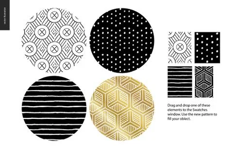 Hand drawn Patterns - rounded Stock Illustration