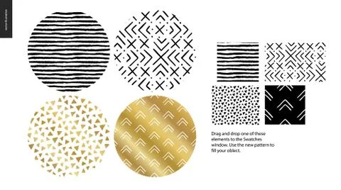 Hand drawn Patterns - rounded Stock Illustration