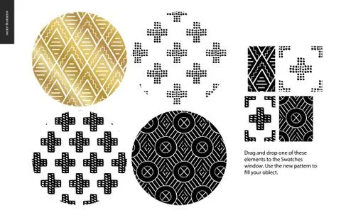 Hand drawn Patterns - rounded Stock Illustration