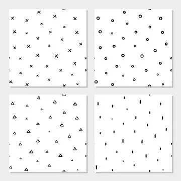 Hand drawn patterns on white background Stock Illustration