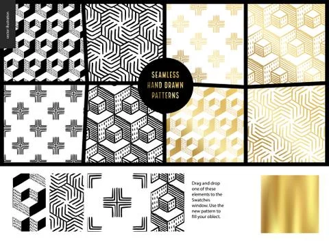 Hand drawn Patterns - white 스톡 일러스트