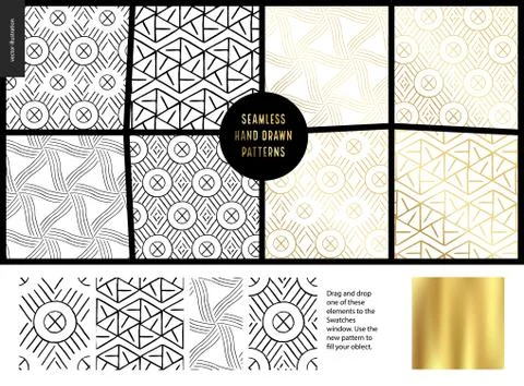 Hand drawn Patterns - white Illustrazione stock