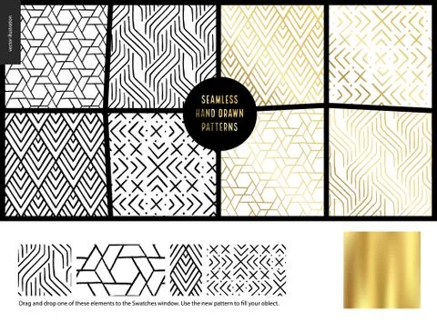 Hand drawn Patterns - white Illustrazione stock
