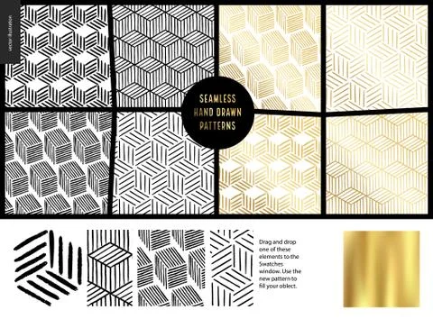 Hand drawn Patterns - white Stock Illustration