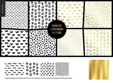 Hand drawn Patterns - white Illustrazione stock