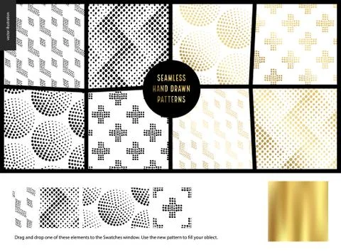 Hand drawn Patterns - white Stock Illustration