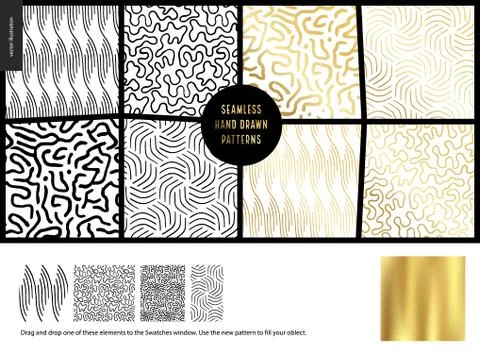 Hand drawn Patterns - white Illustrazione stock