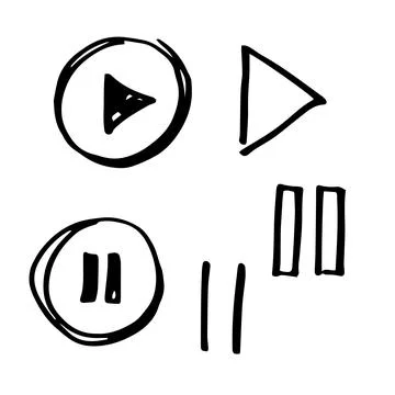 Hand drawn pause and play buttons Illustrazione stock