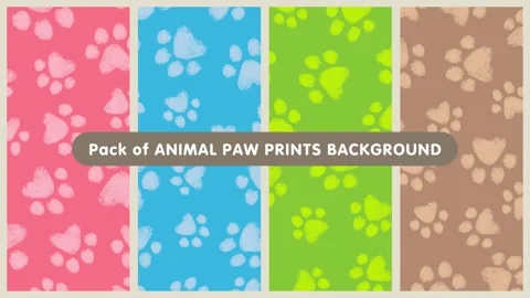 Hand-Drawn Paw Print Pattern Background Set – 4 Colors (6 seconds loop) 動画素材 310352726