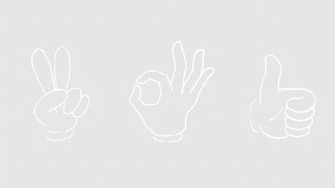 Hand-drawn peace signs, “OK” signs, and thumbs-up hand gestures Video stock 341546465