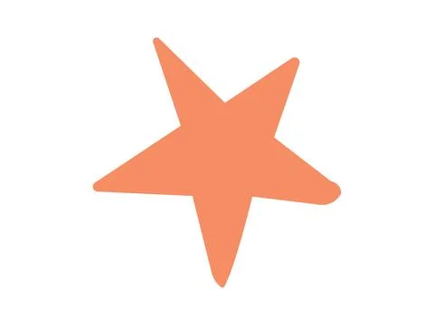 Hand drawn peach orange star illustration, Cute five pointed star doodle elem Ilustração Stock