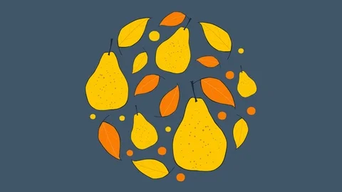 Hand drawn pear. circle shape. scatters to the sides. stop motion animation Stock Footage 117730819