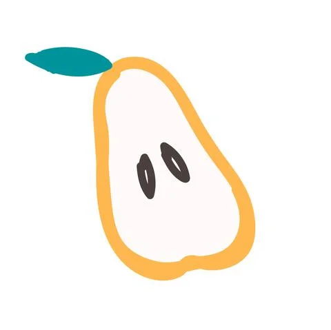 Hand-drawn pear with leaf isolated on white background Stock Illustration
