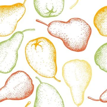 Hand drawn pears. Vector pattern. Stock Illustration