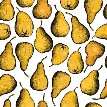 Hand drawn pears. Vector  pattern. Stock Illustration
