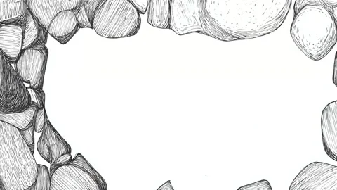 Hand drawn pebble border frame with empty center text overlay seamless loop.. Stock Footage 342045130
