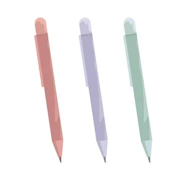 Hand drawn pen with solid and flat color Stock Illustration