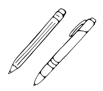 Hand drawn pencil and pen doodle simple stationery sketch icons Stock Illustration