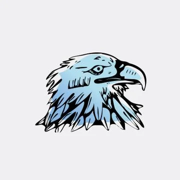 Hand-drawn pencil graphics, bird, eagle, hawk, kite, vulture. Stencil style Stock Illustration