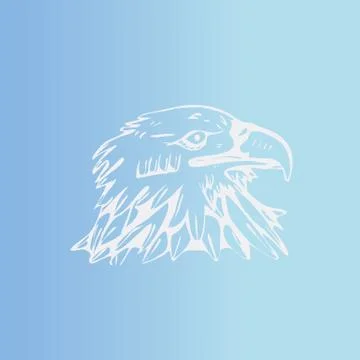 Hand-drawn pencil graphics, bird, eagle, hawk, kite, vulture. Stencil style Stock Illustration