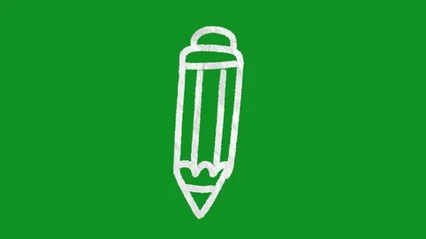 Hand Drawn Pencil Icon 2D Animation Green Screen Stock Footage 334579381