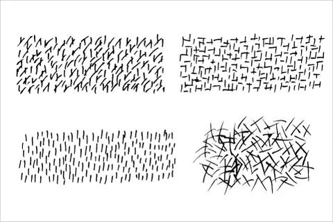 Hand drawn pencil vector shapes. A set of doodle line drawings. Stock Illustration