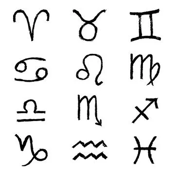 Hand Drawn Pencil Zodiac Vector Signs Set Stock Illustration